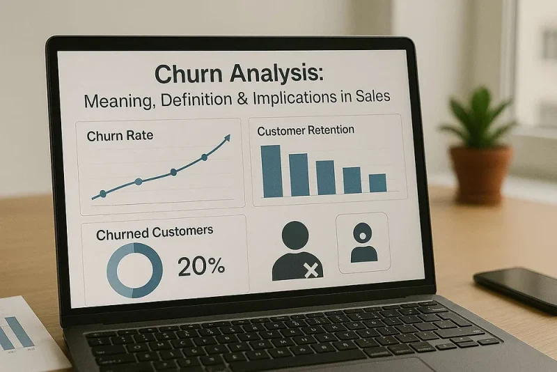 Churn: laptop met een churn-analyse en klantbehoud