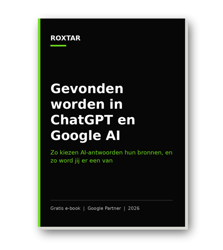 Cover van het e-book Gevonden worden in ChatGPT en Google AI van ROXTAR